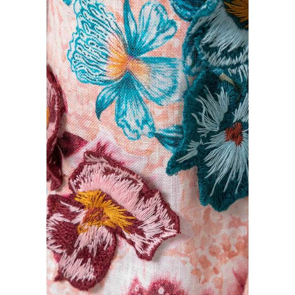 NWT AGUA by Agua Bendita Pupe Prado Floral Applique 100% Linen Mini Dress Size M - Picture 6 of 16